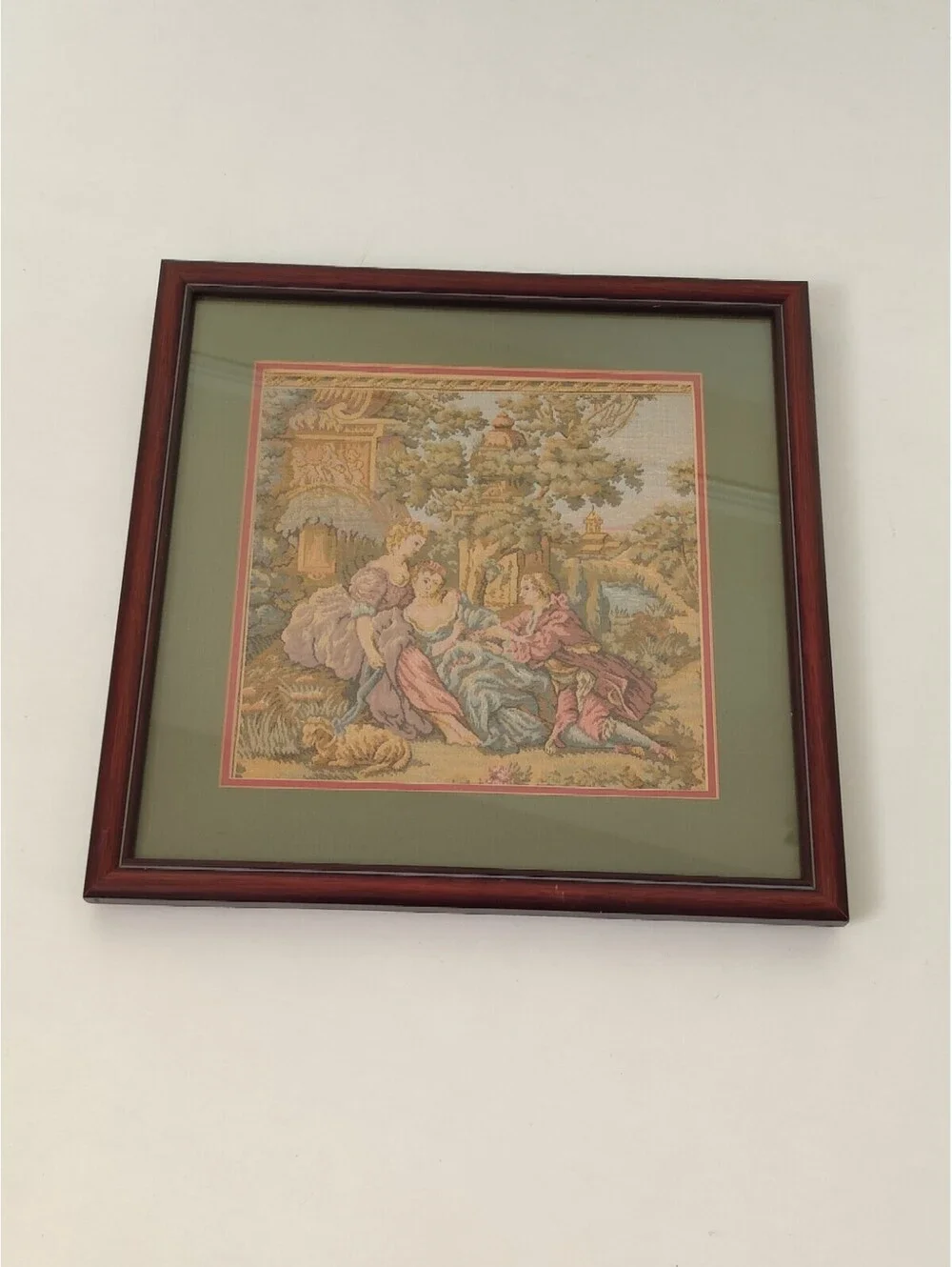 Vintage France Gobelin Tapestry Versailles Victorian Garden Scene 13